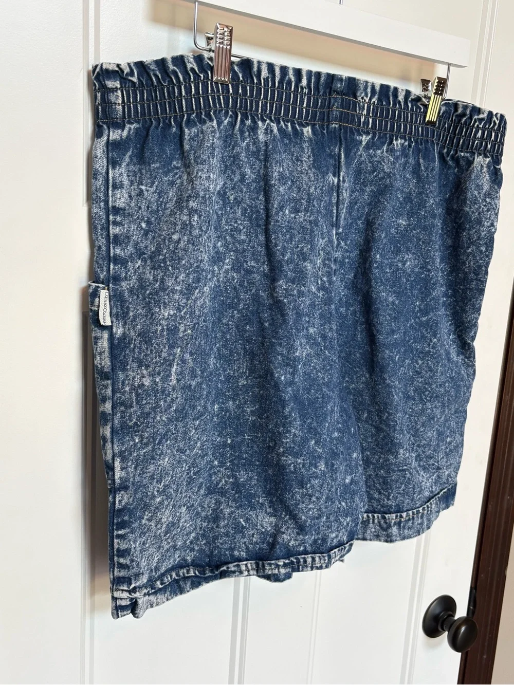 Vintage High-Rise Cherokee Dark Acid Wash Denim Shorts Elastic Waist sz Large